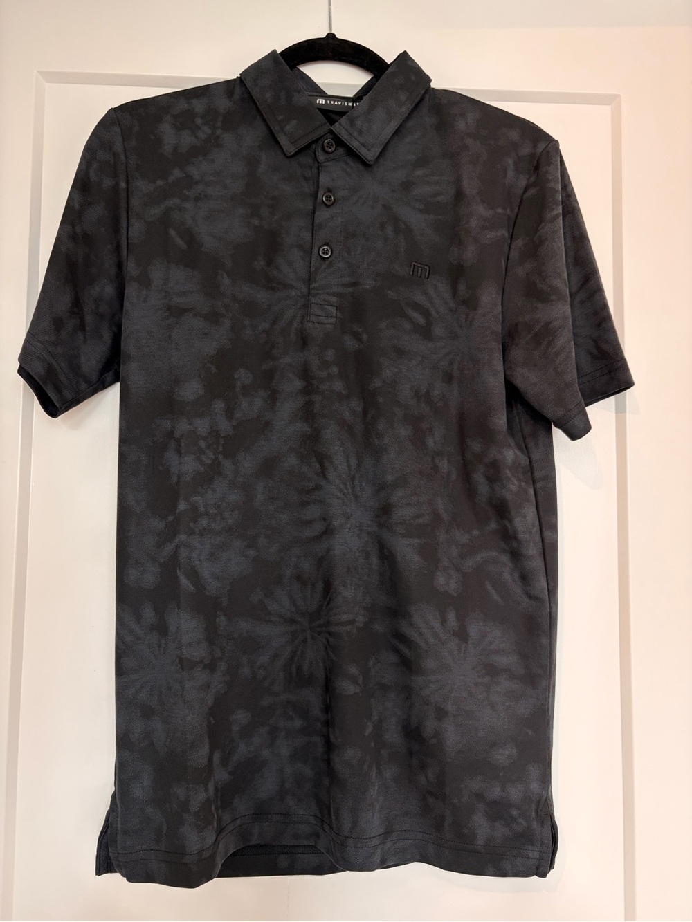 Travis Mathew Black Subtle Tie-Dye Polo